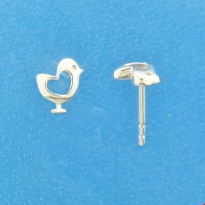 TFT Oorknoppen Vogel Met Hart Zilver Gerhodineerd Glanzend 7.5 mm x 6.5 mm