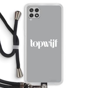 Topwijf Grijs Wit: Samsung Galaxy A22 4G Transparant Hoesje met koord