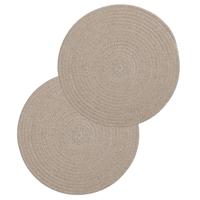 Tafel placemat/onderlegger - Set van 6x stuks - rond - taupe - katoen - 38 cm - Ontbijt/lunch/diner