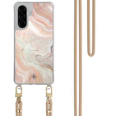 Samsung Galaxy A36 hoesje met beige koord - Marmer waves