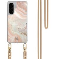 Samsung Galaxy A36 hoesje met beige koord - Marmer waves