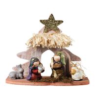 Kinder/kinderkamer kerststal - met kerstbeeldjes - L20 x B8 x H16,5 cm - kinderen - thumbnail