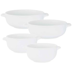 Set van 4x stuks tapas/amuse/snack schaaltjes wit van porselein 10 en 13 cm rond