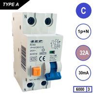 SEP Aardlekautomaat 32A C Kar 30mA 2 polig 36mm RCM2 Kema Keur 230V automaat en aardlek in een