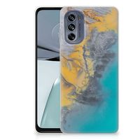 Motorola Moto G62 5G TPU Siliconen Hoesje Marble Blue Gold - thumbnail