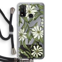 Wit bloemenpatroon: Huawei P Smart (2020) Transparant Hoesje met koord