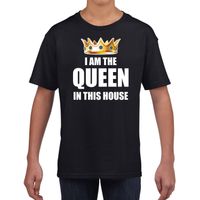 Koningsdag t-shirt Im the queen in this house zwart voor mei - thumbnail