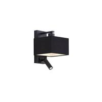 QAZQA Moderne wandlamp zwart vierkant met leeslamp - Puglia