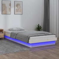 Bedframe LED massief hout wit 75x190 cm
