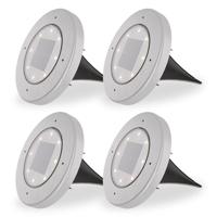 Ellis 4x Solar Grondspot - 8 LEDs - 3000K warm wit - IP65 waterdicht - RVS