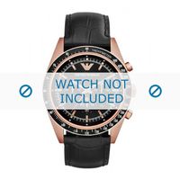 Armani horlogeband AR8026 Leder Zwart 24mm + zwart stiksel - thumbnail