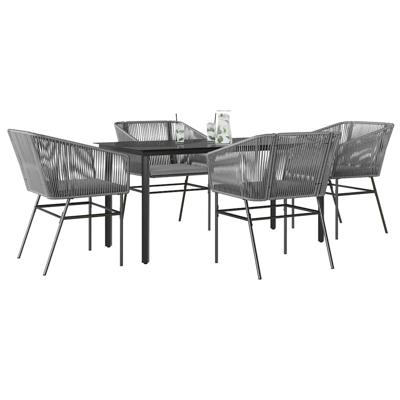 5-delige Tuinset met kussens poly rattan glas grijs