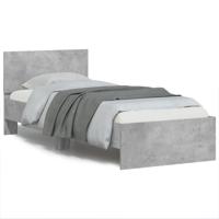 Bedframe met hoofdbord en LED-verlichting betongrijs 90x200 cm