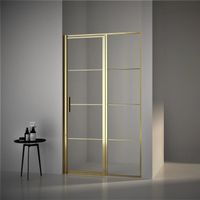 BWS Nisdeur Frame met Vast Paneel 80x200 cm 8 mm NANO Glas Geborsteld Messing Goud - thumbnail