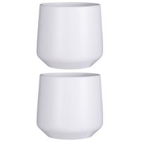 Mica Decorations Bloempot/plantenpot - 2x stuks - mat wit - H26/D28 cm - keramiek