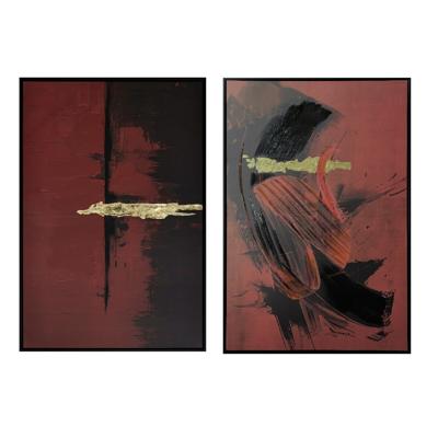 Schilderij Home ESPRIT Zwart Rood Modern 83 x 4 x 123 cm (2 Stuks)