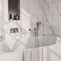 Brauer Brushed Carving Thermostatische Inbouw Badkraan Drukknoppen - Uitloop - 3 stand - Doucheslang - Wandaansluitbocht - Handdouche - Rvs Geborsteld Pvd