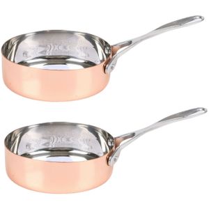 Klein steelpannetje/sauspan - 2x - rose goud - RVS - D12 cm - Hoogte 7 cm - Alle warmtebronnen