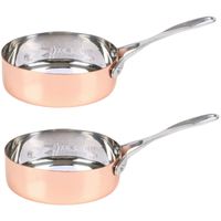 Klein steelpannetje/sauspan - 2x - rose goud - RVS - D12 cm - Hoogte 7 cm - Alle warmtebronnen