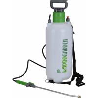 Drukspuit - 8 liter - met pomp - kunststof - wit/groen - plantenspuit/druksproeier