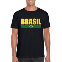 Zwart/ geel Brazilie supporter t-shirt voor heren