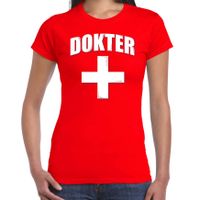 Dokter met kruis verkleed t-shirt rood voor dames - thumbnail