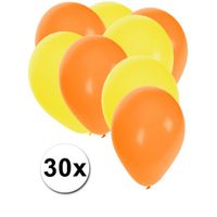 30x ballonnen - 27 cm - oranje / gele versiering