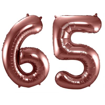 Folat Verjaardag Leeftijd folieballonnen - 65 jaar - rose goud - 86 cm - cijferballon groot