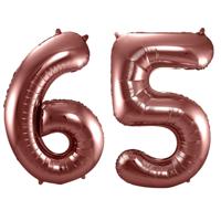 Folat Verjaardag Leeftijd folieballonnen - 65 jaar - rose goud - 86 cm - cijferballon groot