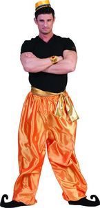 Broek Ali Baba deluxe goud/oranje met band