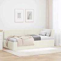 Hoekbedframe met hoofdeinde Crème 90 x 200 cm Fluweel