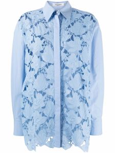 Valentino Garavani chemise à fleurs en dentelle - Bleu
