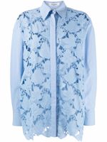 Valentino Garavani chemise à fleurs en dentelle - Bleu