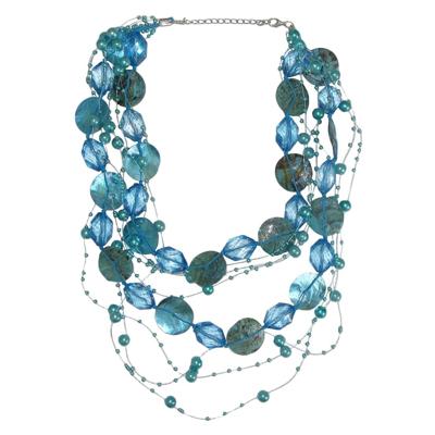 Draad Ketting Parel met Schelp Turquoise