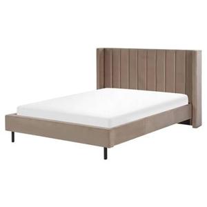 Beliani - VILLETTE - Tweepersoonsbed - Taupe - 160 x 200 cm - Fluweel