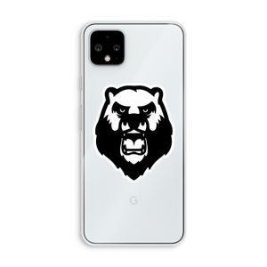 Angry Bear (white): Pixel 4 XL Transparant Hoesje