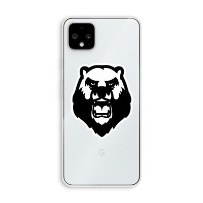 Angry Bear (white): Pixel 4 XL Transparant Hoesje
