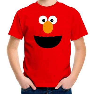 Rode cartoon knuffel gezicht verkleed t-shirt - rood - voor kinderen - Carnaval - kleding