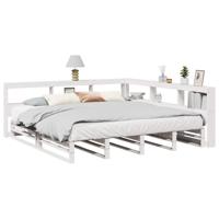 Bed met boekenkast zonder matras grenenhout wit 200x200 cm Bed met boekenkast zonder matras grenenhout wit 200x200 cm