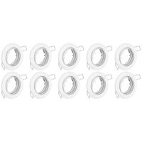 10-delige Kantelbare Inbouwspot GU10 Set - Wit Aluminium - Ø82mm