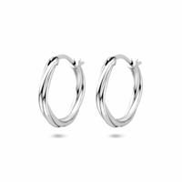 Gerhodineerde 925 Zilveren Gedraaide Oorringen - 19 mm