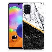 Samsung Galaxy A31 TPU Siliconen Hoesje Marmer Wit Zwart - Origineel Cadeau Man