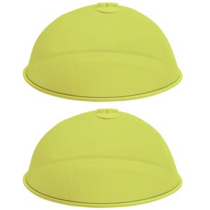 Set van 4x stuks metalen vliegenkappen/voedselkappen groen rond 35 cm