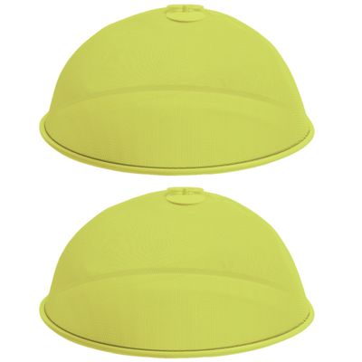 Set van 4x stuks metalen vliegenkappen/voedselkappen groen rond 35 cm