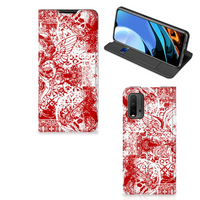 Mobiel BookCase Xiaomi Poco M3 | Redmi 9T Angel Skull Rood - thumbnail