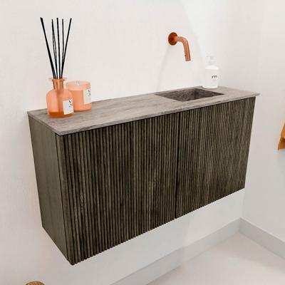 Toiletmeubel Mondiaz Joya Dlux | 80 cm | Meubelkleur Shadow | Faye wastafel Oza Wasbak Rechts | Zonder kraangat(en)