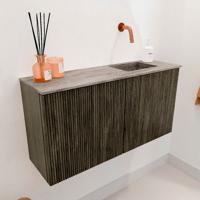 Toiletmeubel Mondiaz Joya Dlux | 80 cm | Meubelkleur Shadow | Faye wastafel Oza Wasbak Rechts | Zonder kraangat(en)