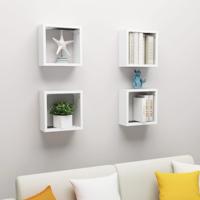 Wandschappen kubus 4 st 30x15x30 cm wit