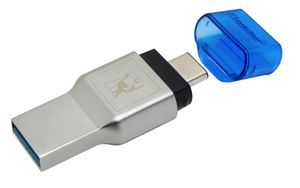 Kingston Technology MobileLite Duo 3C geheugenkaartlezer USB 3.2 Gen 1 (3.1 Gen 1) Type-A/Type-C Blauw, Zilver