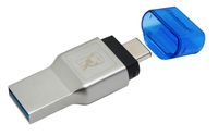 Kingston Technology MobileLite Duo 3C geheugenkaartlezer USB 3.2 Gen 1 (3.1 Gen 1) Type-A/Type-C Blauw, Zilver - thumbnail